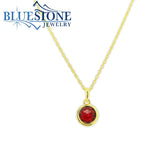 18K Gold Plated Necklace With Created Ruby - 18"